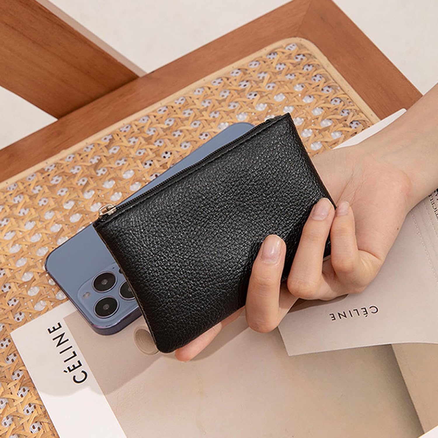 6 Pack Leather Zipper Coin Purse, Small Pouch Change Purse Coin Bag, Portable Change Wallet Coin Pouch with Zipper Mini Coin Pocket Pouch Change Holder for Men Women