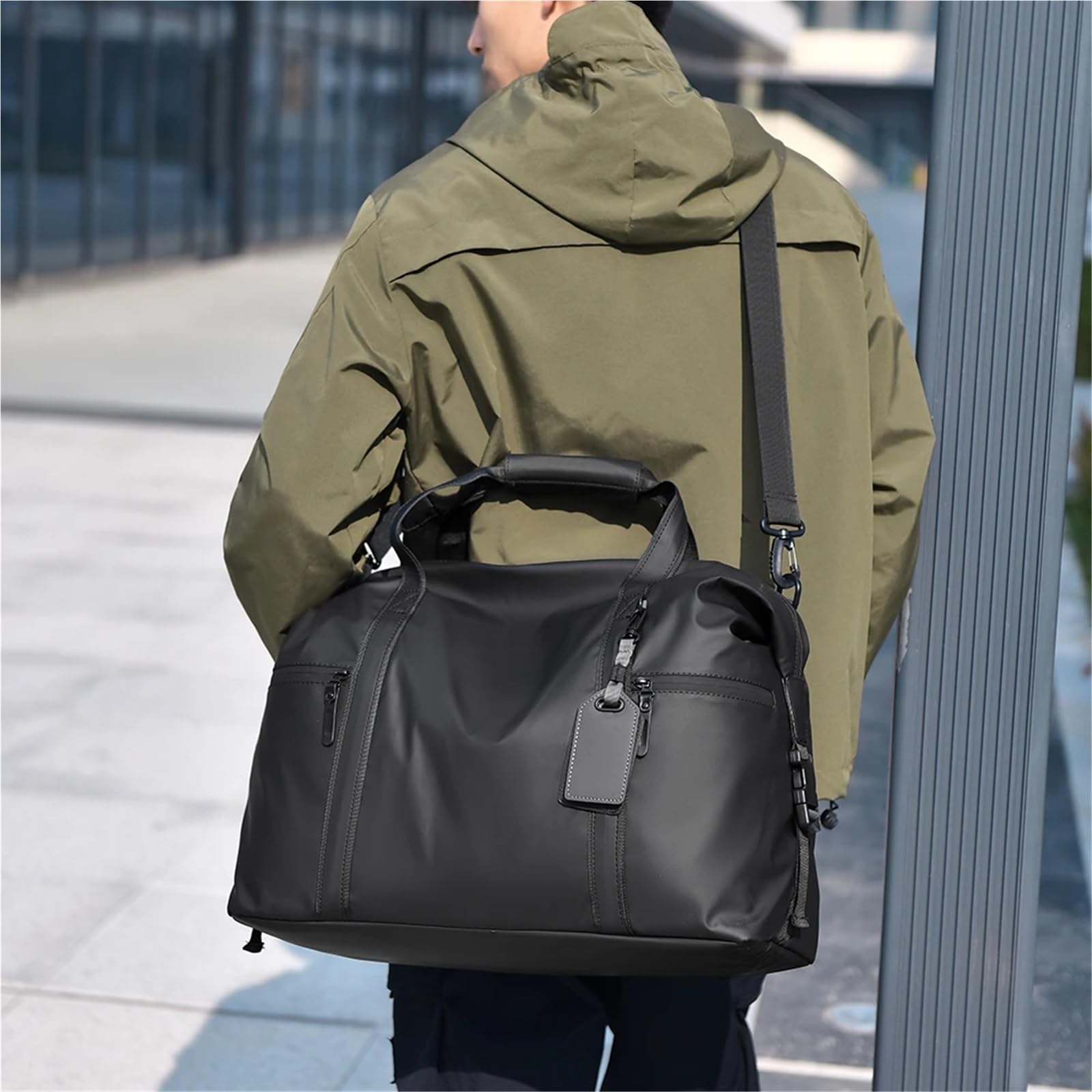 Borsa da Viaggio Borsone da palestra con tracolla regolabile, nero, for amanti di viaggi e sport, fitness(Black S)