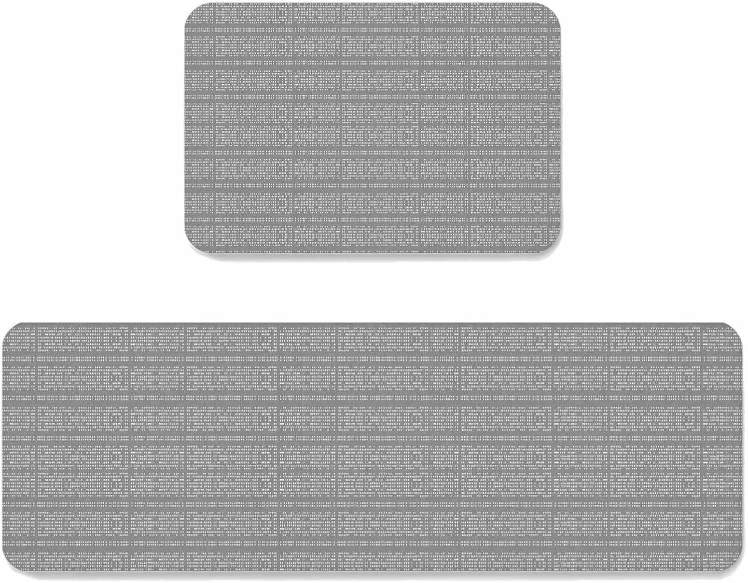 Light Gray White Pixels Kitchen Mat Set 2 Pieces Modern Contemporary Abstract Boho Non Slip Kitchen Rugs Washable Runner Rug Mats for Floor Sink Laundry Office 19.7" x 31.5"+19.7" x 47.2"