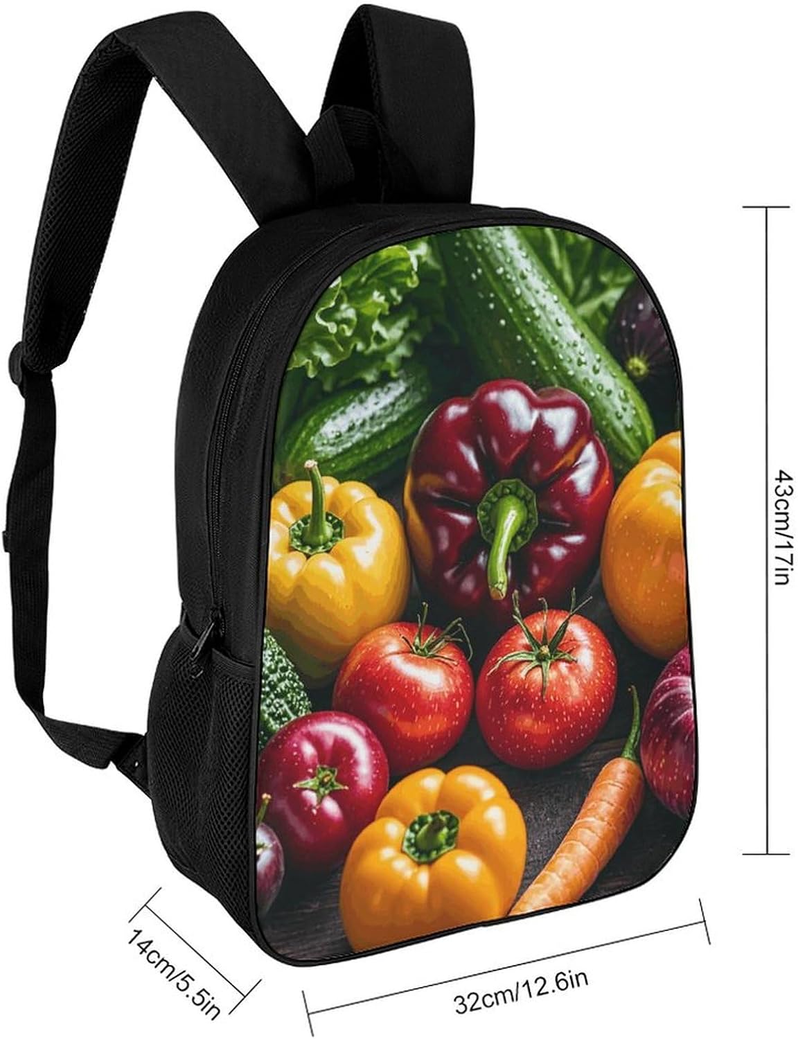 Fresh Vegetables Fruits 17 Inch Backpack for Women, Waterproof Laptop Bagpack for Men, Expandable Anti-Theft Business Backpack, Large Travel Bag for College, Work, Trip image 2