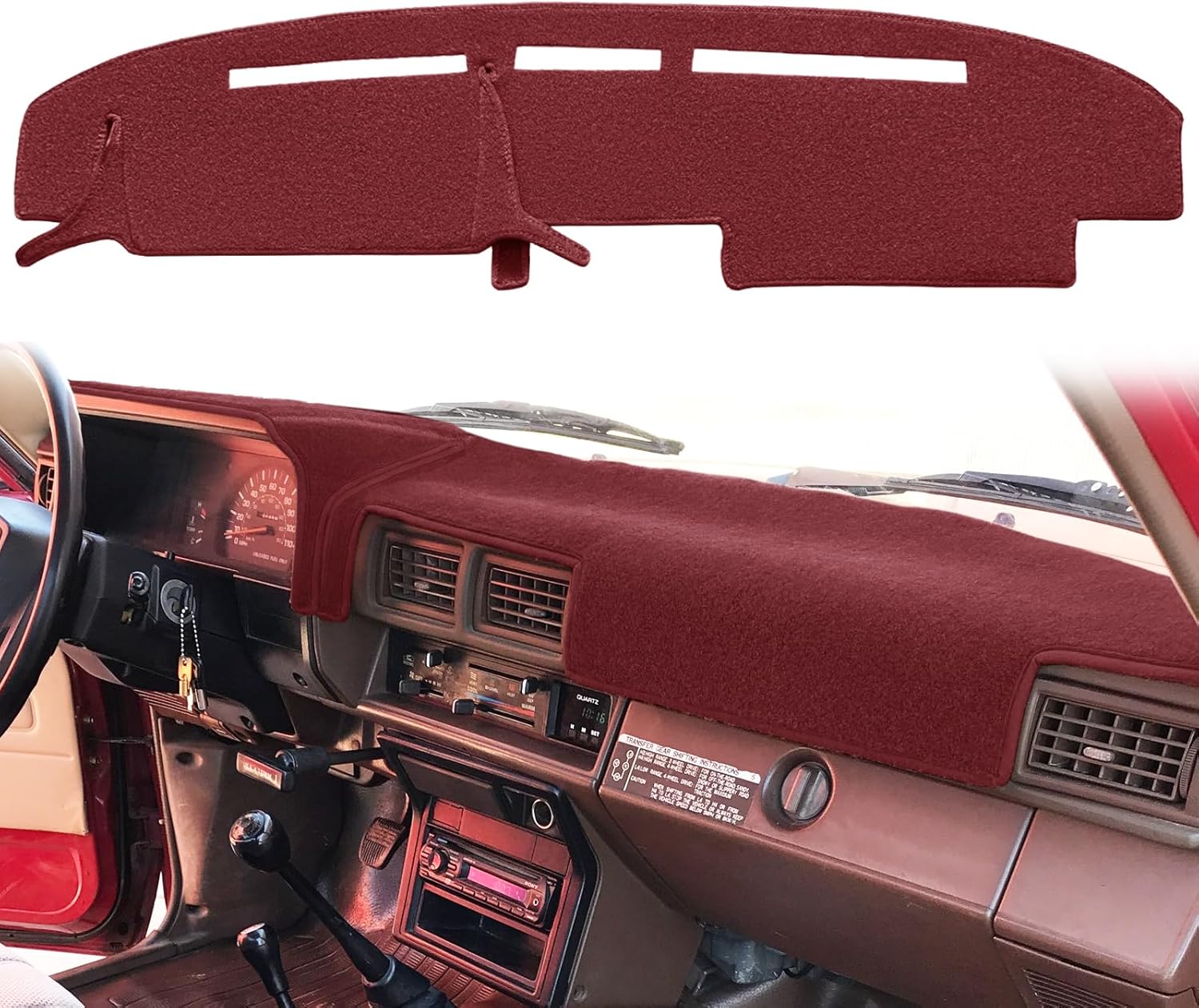 Dash Cover Mat Custom Fit for 1984-1988 Toyota 4Runner Pickup Truck, Dashboard Cover Pad Carpet Protector F95(Maroon)
