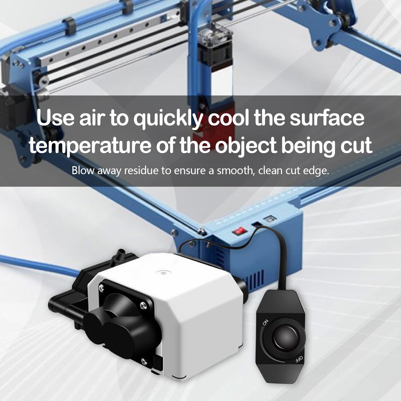 Air Assist Laser, Luftunterstützung für Lasergravierer und Gravierer 55L/min Einstellbarer Luftstrom 25W 220V Luftunterstützungspumpe für Laserschneider Laser Gravur Geräuscharm