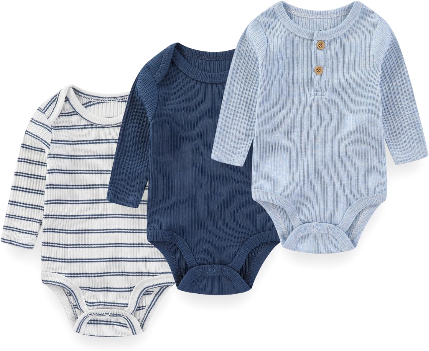 Baby Long Sleeve Bodysuits 3-Pack Cotton Infant Baby Boy Girl Clothes Outfit 0-12Months
