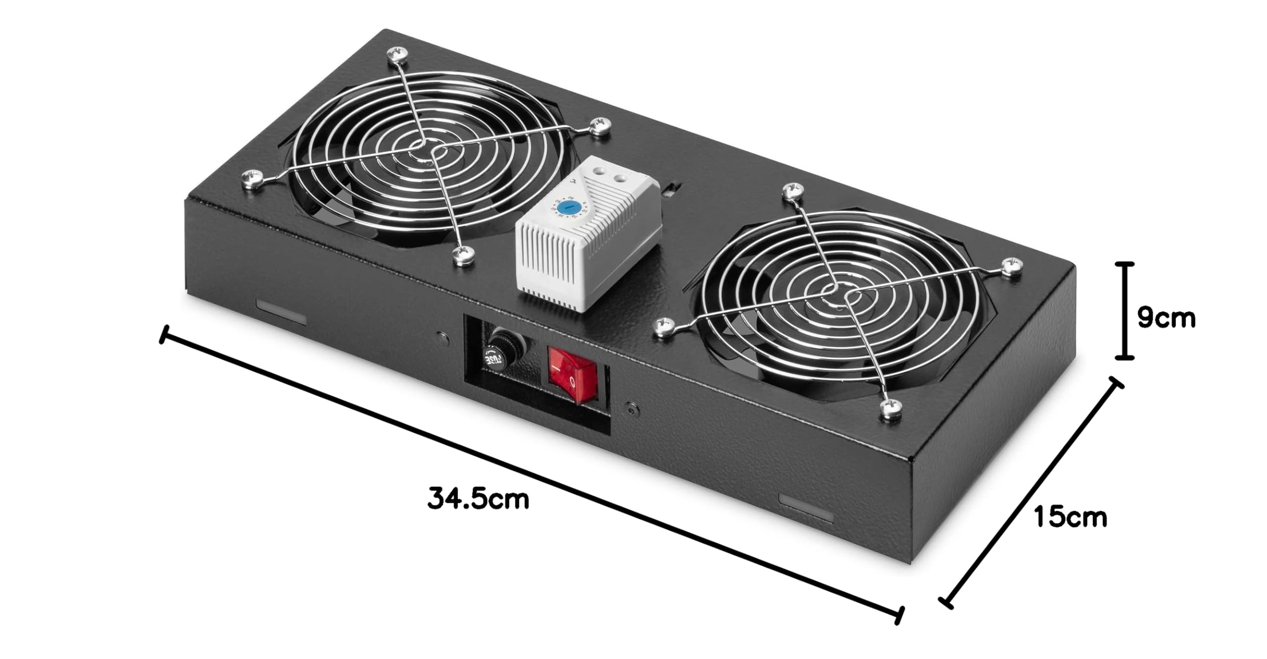DIGITUS Dachlüftereinheit für Wandgehäuse - 276 m³/h freiblasender Volumenstrom - 2x Lüfter - Thermostat - Schwarz