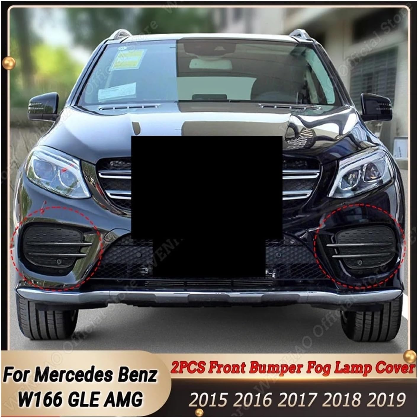 Car Front Bumper Lip Grille Fog Lamp Cover ，Compatible With Mercedes Benz W166 GLE 250 350 400 450 500 43 AMG 2015-2019 Air Knife Body Kit