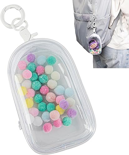 Bolsa de exhibición de figuras transparentes, bolsa de almacenamiento portátil para figuras con llavero, mini caja ciega para colgar muñecas, cierre