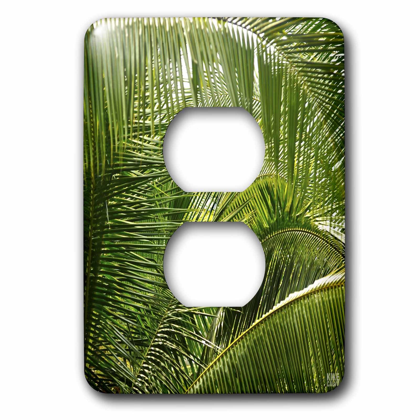 Cubierta de salida de 2 enchufes decorativa con diseño Palm Trees de 3dRose