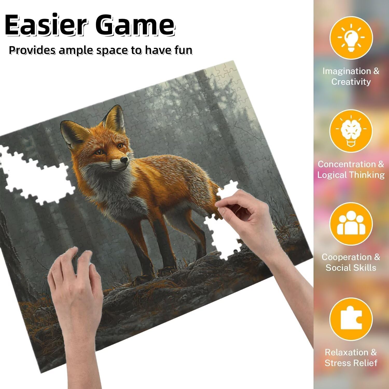 Układanka Jigsaw, 5000 sztuk klasycznych układanek, lisa układanka relaksacyjna inteligencja, trudne trudne puzzle dla dorosłych wymagające puzzle gra rodzinna, prezent dla miłości, przyjaciela