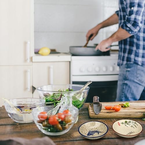 Miniatura 6 de Tioncy Juego de 12 platos japoneses de estilo retro para salsa de soja, 6 cucharas de sopa asiáticas, 6 platos de aperitivo de ramen de 3.8