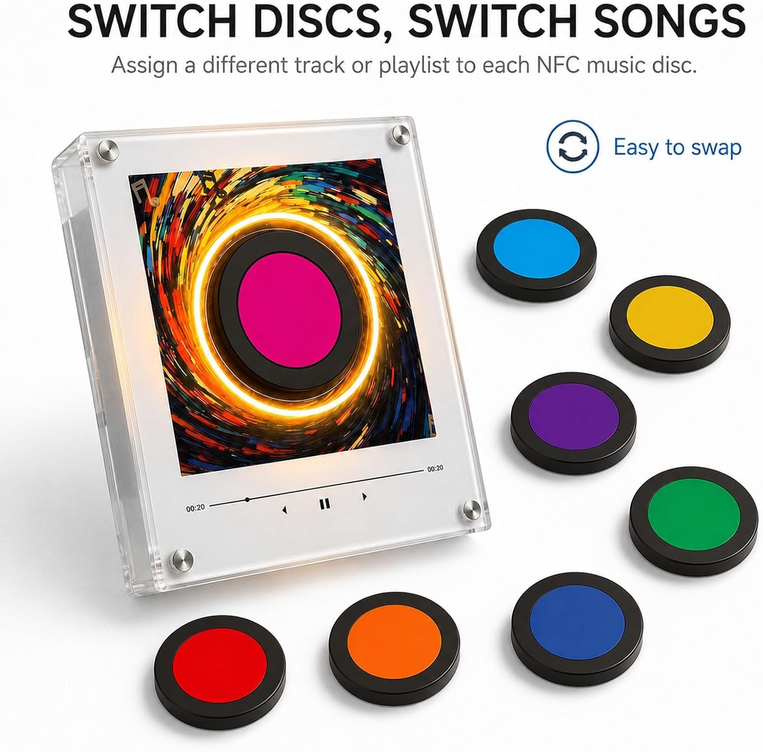 Magnetyczny odtwarzacz muzyczny na lodówkę, 9 szt., retro magnesy na lodówkę, 128 mb, NFC, programowalny magnes odtwarzacz muzyczny ze światłem LED, prezenty dźwiękowe do domu, biura, rocznicowy model