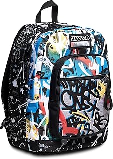 Seven Rucksack, gepolsterter Schulranzen für Schule, Sport und Freizeit, Geräumige Schultasche für Teenager, Mädchen und Jungen, mit Trinkflaschenfach, mehrfarbig, italienisches Design