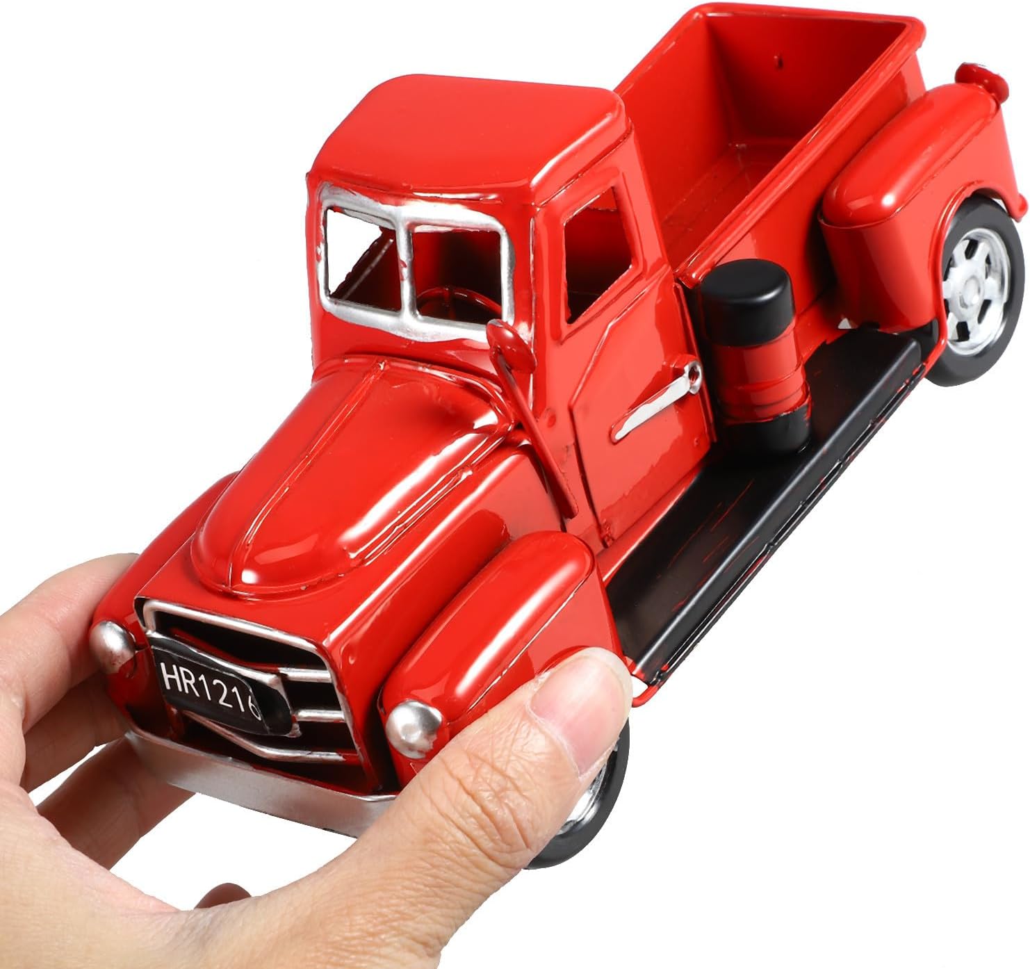 Beavorty Vintage Car Model Ironwork Traditional Red Antique Automobile Ornament Collectible Vehicle Home and Office Desktop Decoration