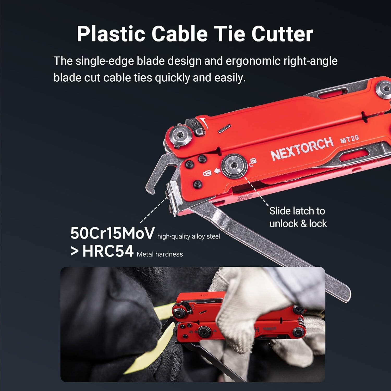 NEXTORCH - PIONEER MT20RE "Rescue Version" Multi-Tool 14in1 Werkzeugen & Schneider für Kunststoff-Handfesseln