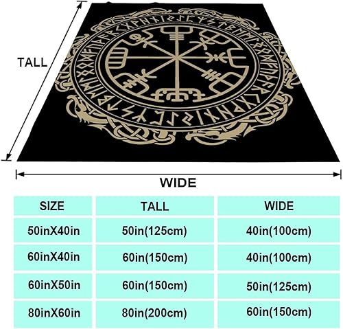 Miniatura 3 de Manta de franela para hombres y niños, compatible con diseño celta vikingo, brújula mágica rúnica Vegvisir en el círculo de runas nórdicas y