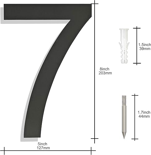 Miniatura 30 de Números grandes de acero inoxidable de 8 pulgadas, número de puerta de dirección de casa moderno negro para exterior, fácil de instalar, negro mate