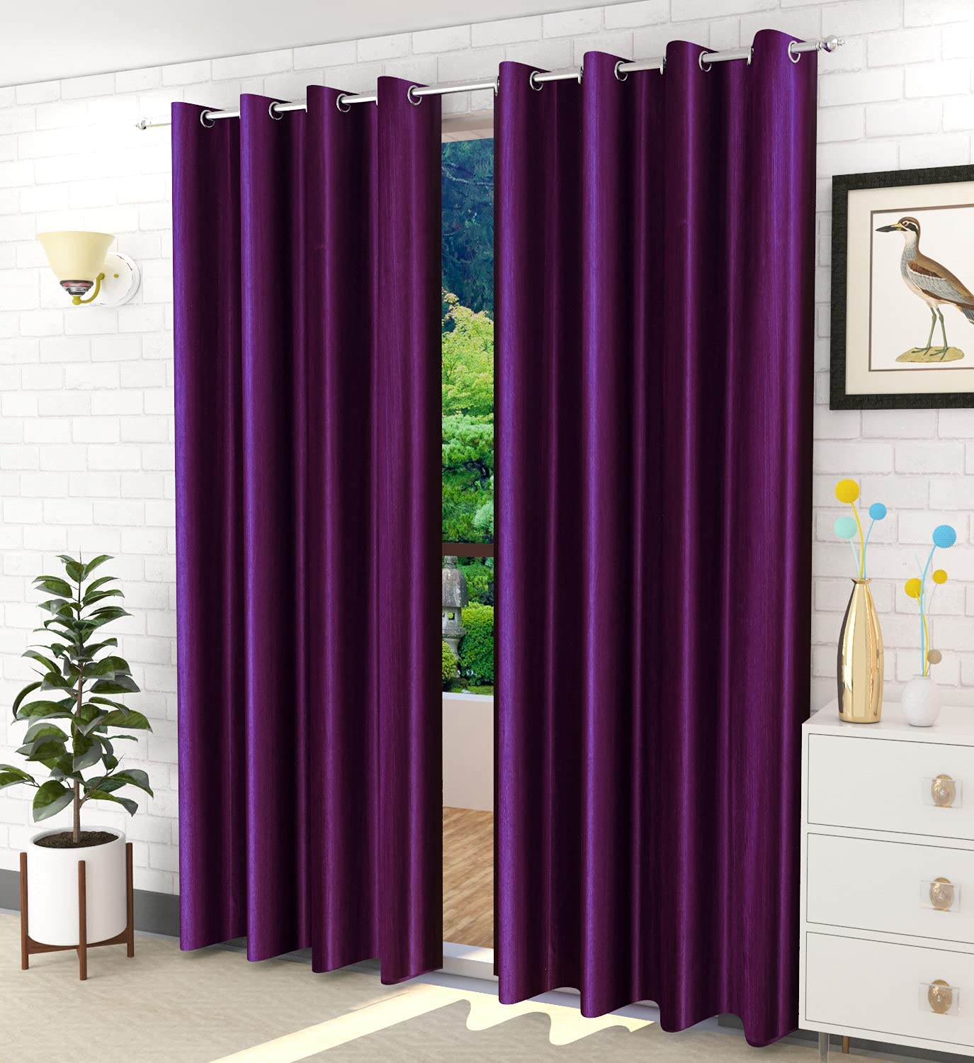 Fabrilia Polyester Solid Plain Eyelet Door Curtains 9 feet Long Set of 2, Wine (B0BR2V9VNK) Amazon Price History, Amazon Price Tracker