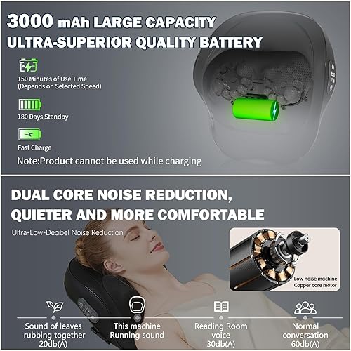 Miniatura 3 de Masajeador de espalda y cuello recargable con calor, masajeador de espalda U6 para aliviar el dolor de tejido profundo, cabezales de masaje 4D, 20