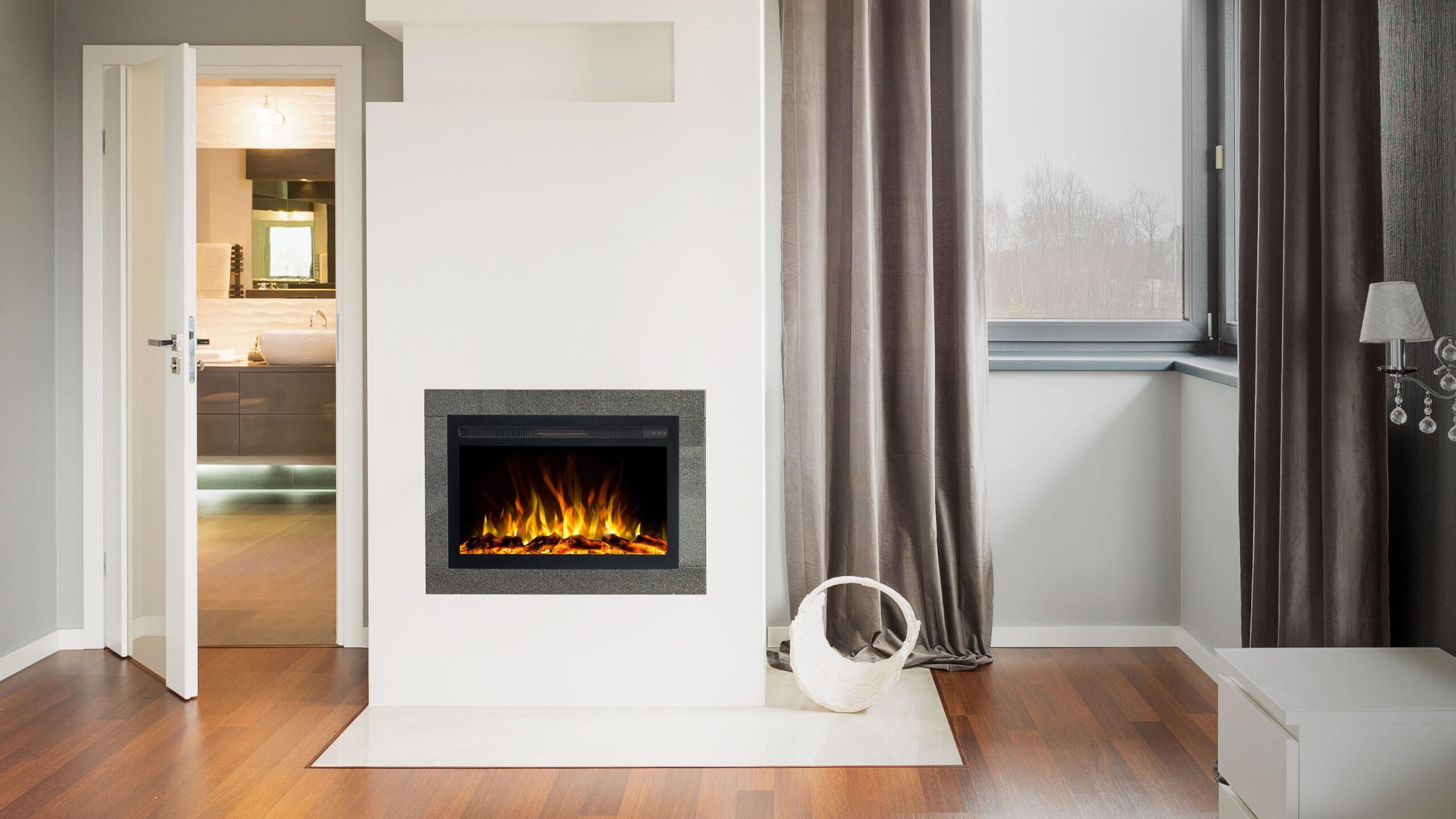 Infinity Insert Electrique pour Cheminée Électrique - Feu Premium - Intégré - 81x14x50 cm - Cheminée LED avec Chauffage 750/1500 W