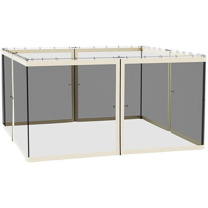 Outsunny 蚊帐替换网 - 10' x 10' 黑色帐篷屏幕墙，带拉链，户外聚会与活动用，深灰色