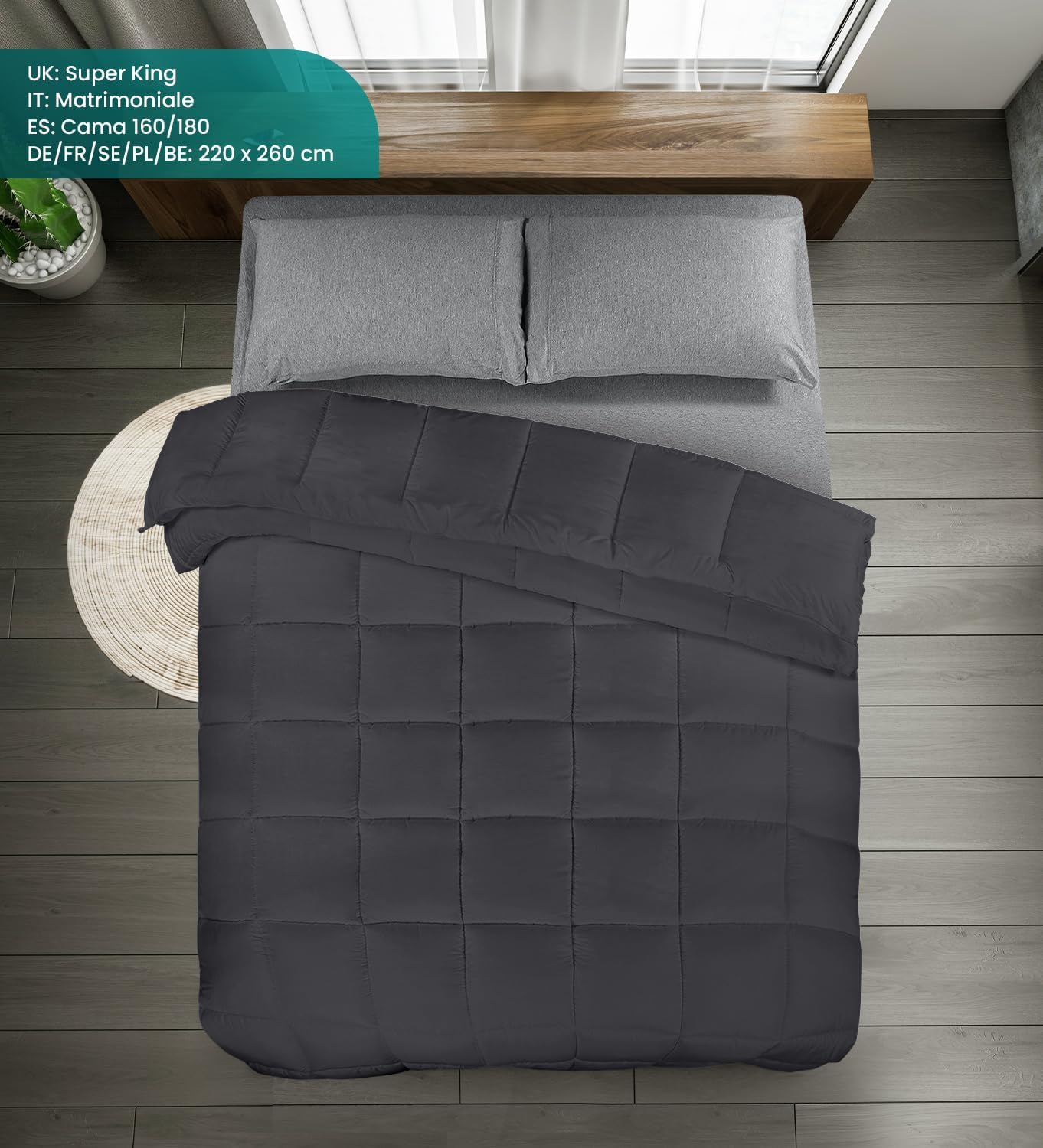 Utopia Bedding Piumone, Primavera/Estivo Piumino, Piumino Leggero, Trapunta Primavera/Estivo 100% Microfibra in Fibra Cava (Primavera/Estivo) (Grigio, 220x260 cm)
