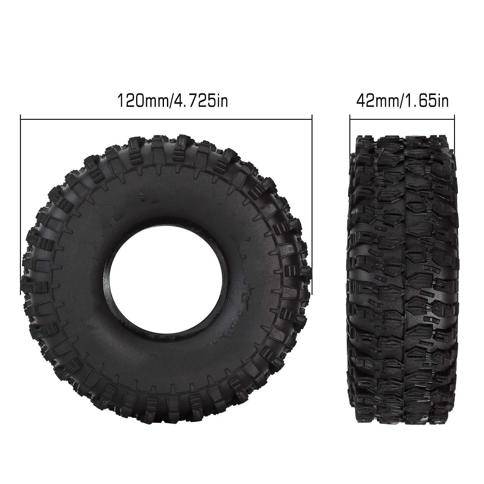 Neumáticos RC para Axial para SCX10 90046 AXI03007 TRX4 para Redcat Gen8 1:10 Coche Trepador De Control Remoto 4 Uds 120MM 1,9 "neumáticos Goma