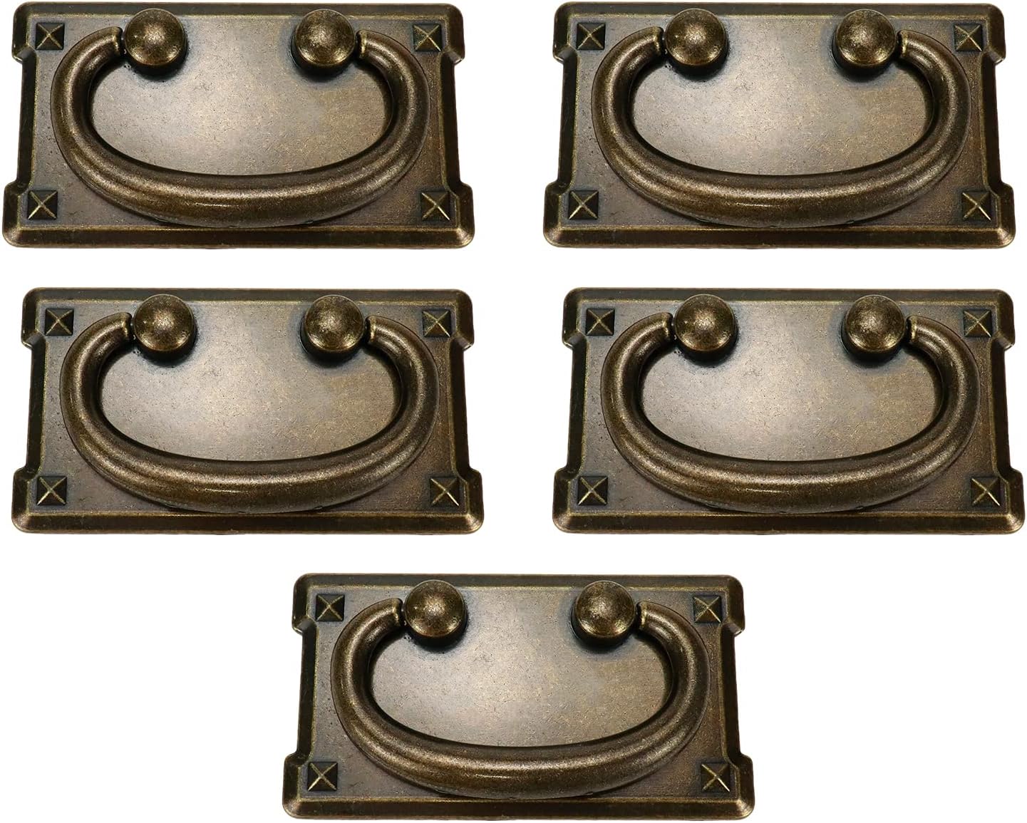 5pcs Vintage Horizontal Bail Pulls 3 Inch Matte Black Rectangular Pull Handle Locker Ring Drop Cabinet Pulls