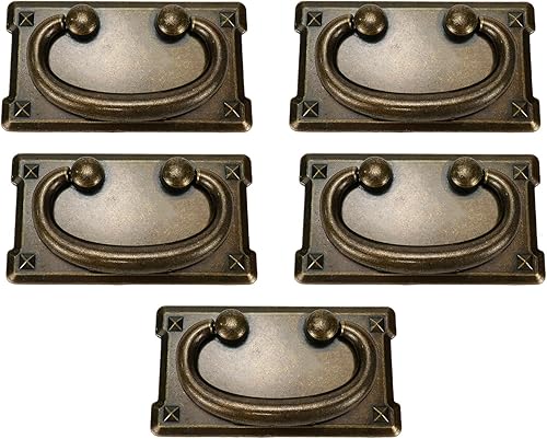 5 unidades de tiradores horizontales de 3 pulgadas de gabinete rectangular de anillo de caída de cajas tiradores de aleación de zinc mango de