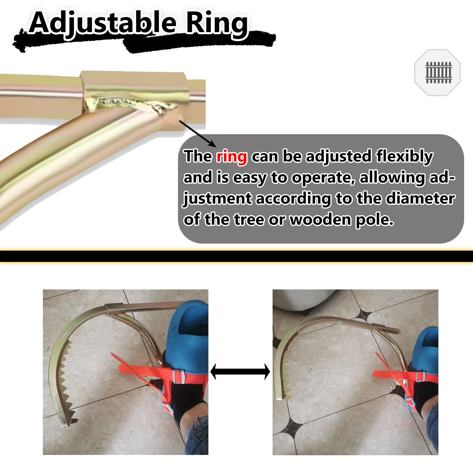 Picos para trepar árboles con Correas para los pies, trepadores de árboles Antideslizantes, Kits de trepadores de Electricista y de jardín Ajustables para Trabajos en árboles (250 mm).