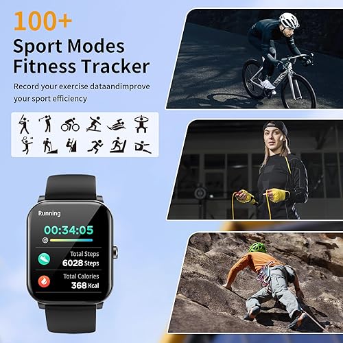 Miniatura 3 de Reloj inteligente, relojes inteligentes para hombres y mujeres, rastreador de fitness HD de 1.85 pulgadas (respuestahacer llamadas), más de 120