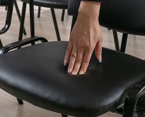 Miniatura 6 de 5 sillas apilables con brazo para tableta, recepción, sillas laterales de conferencias, con respaldo de piel sintética, muebles de vestíbulo para