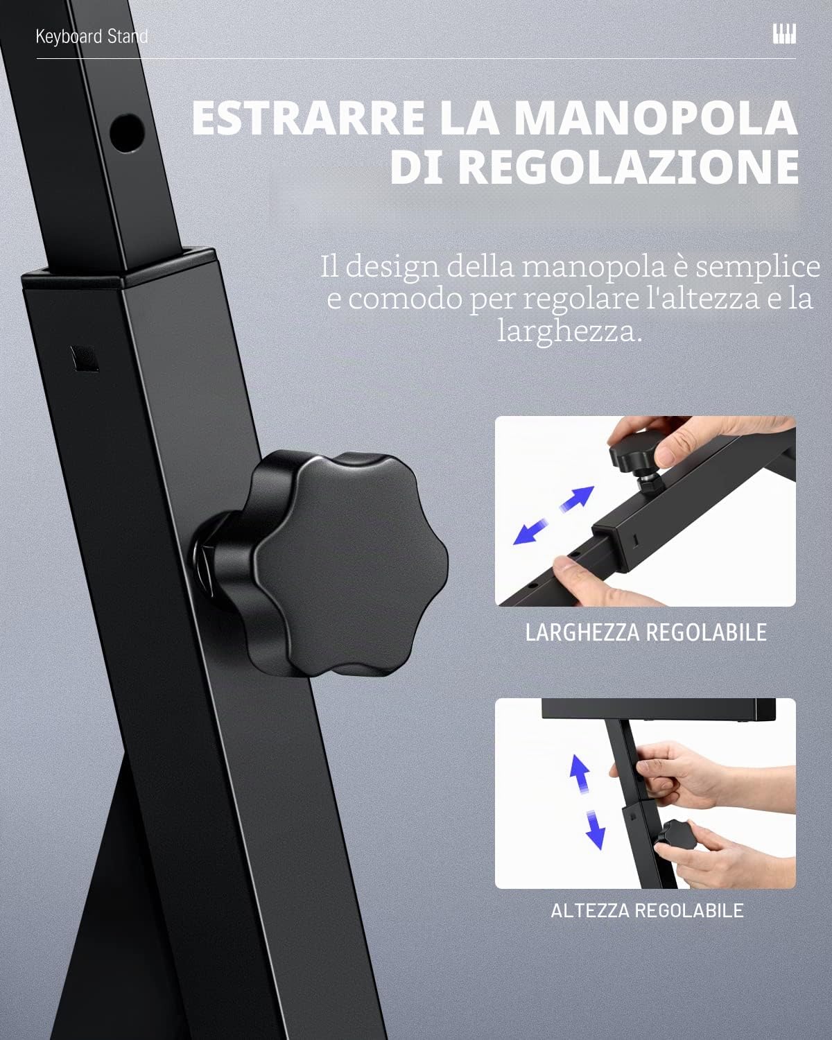 Donner Supporto Tastiera Pianola 61 88 Tasti Stile-Z, Supporto Pianoforte Digitale Regolabile Pieghevole