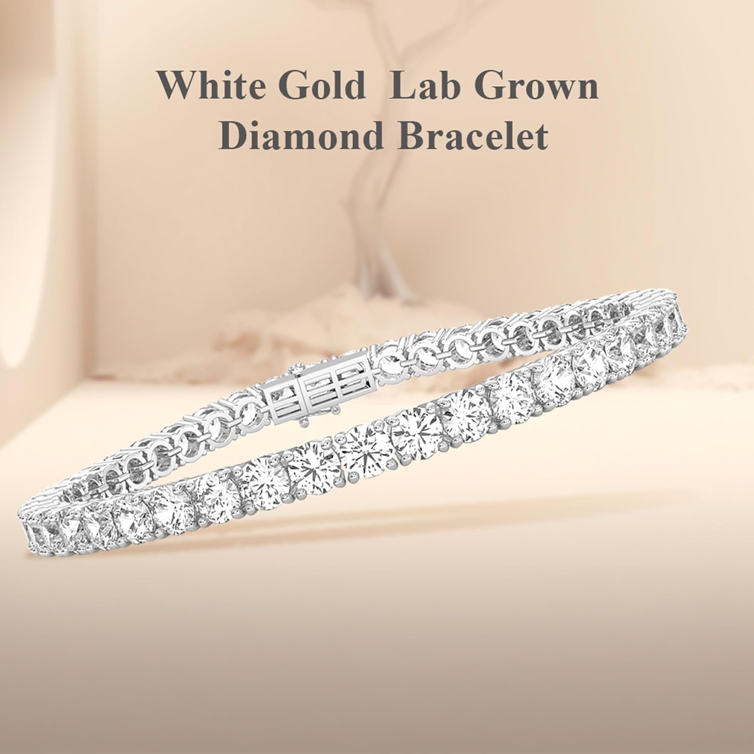 Diamond2Deal 14k Gold Round Cut Lab Grown Diamond Tennis Bracelet (1ct to 15ct, Color-D, Clarity- VS) 7 inch - Image 4
