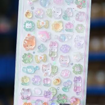 6 Pcs 3D Stickers,Puffy Stickers,Cute Bubble,Cute Animal Cartoon Mini,Suitable for Use As Rewards,Decorations,and Creative Gifts,Suitable for Laptops,Phone Cases,Party Favor Bags