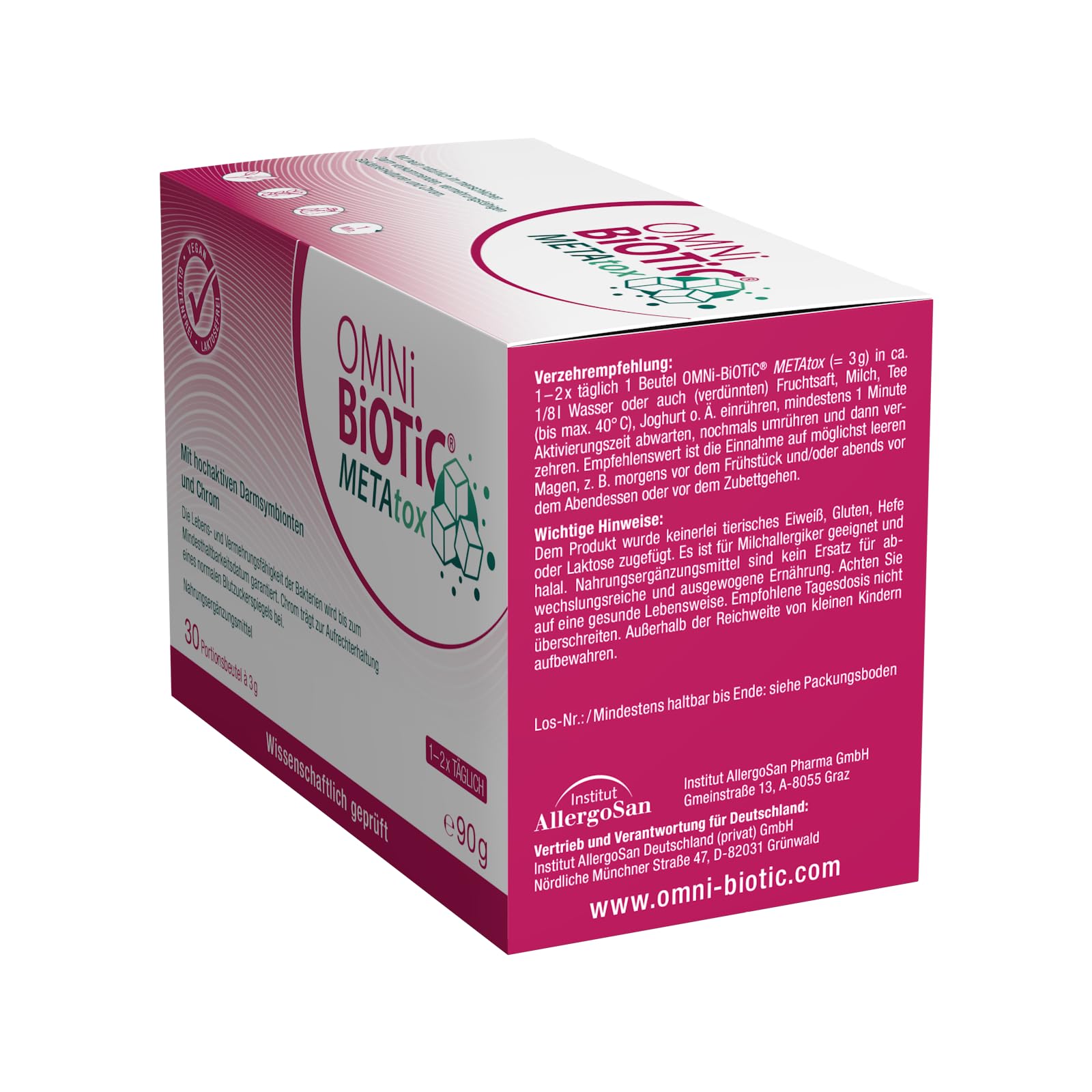 OMNi BiOTiC METAtox | Mit hochaktiven Darmsymbionten und Chrom | 30 Portionen | 15 Mrd. Keime pro Tagesdosis | Pulver | Vegan | Laktosefrei | Zur täglichen Anwendung