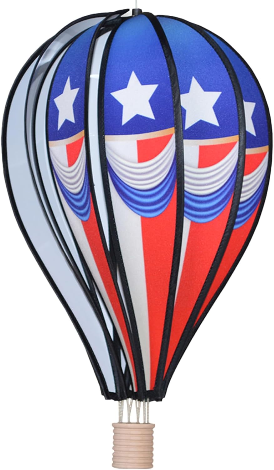 Hot Air Balloon Hanging Garden Spinner 18" - Vibrant Vintage Patriotic Design, Weather-Resistant Outdoor Decor, Durable & Lightweight for Patios, Yards, and Gardens - Eye-Catching Wind Spinner