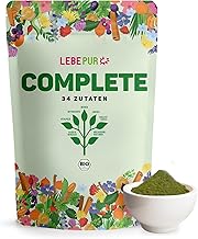 Lebepur Complete Mix Bio 400g – 34 Pflanzenpulver – Mit Algen, Vitalpilzen & Milchsäurekulturen – Perfekt für Smoothies & Shakes – Hochwertige, natürliche Zutaten wie Spirulina & Gerstengras