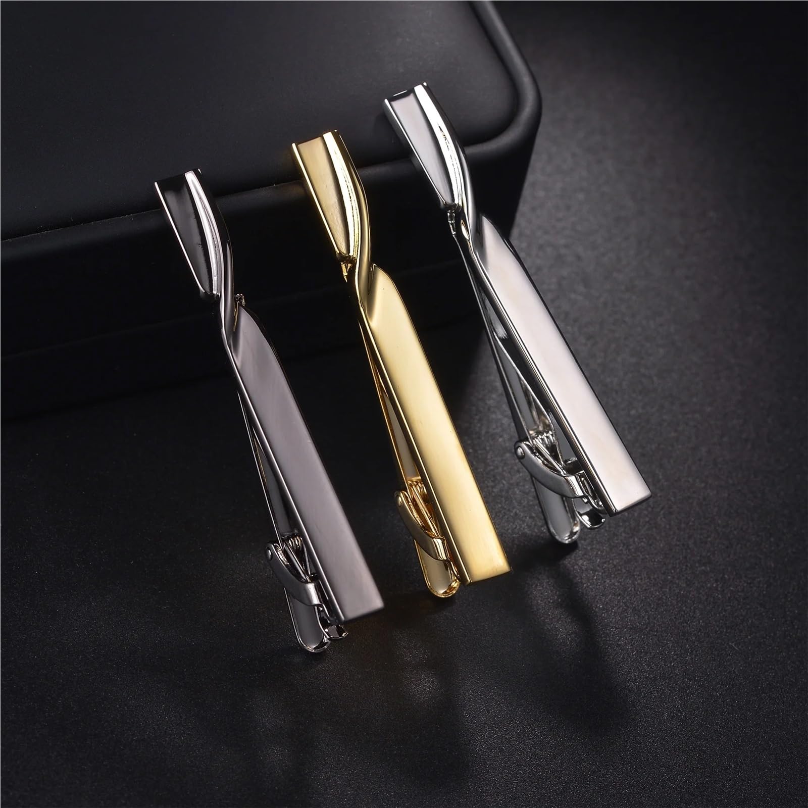 Clip de Corbata de Metal for Hombre, Broche de Corbata de Boda, Barra de Corbatas de Caballero, Pin de Corbata de Cobre, Accesorios de joyería, 2 uds.(Gold)