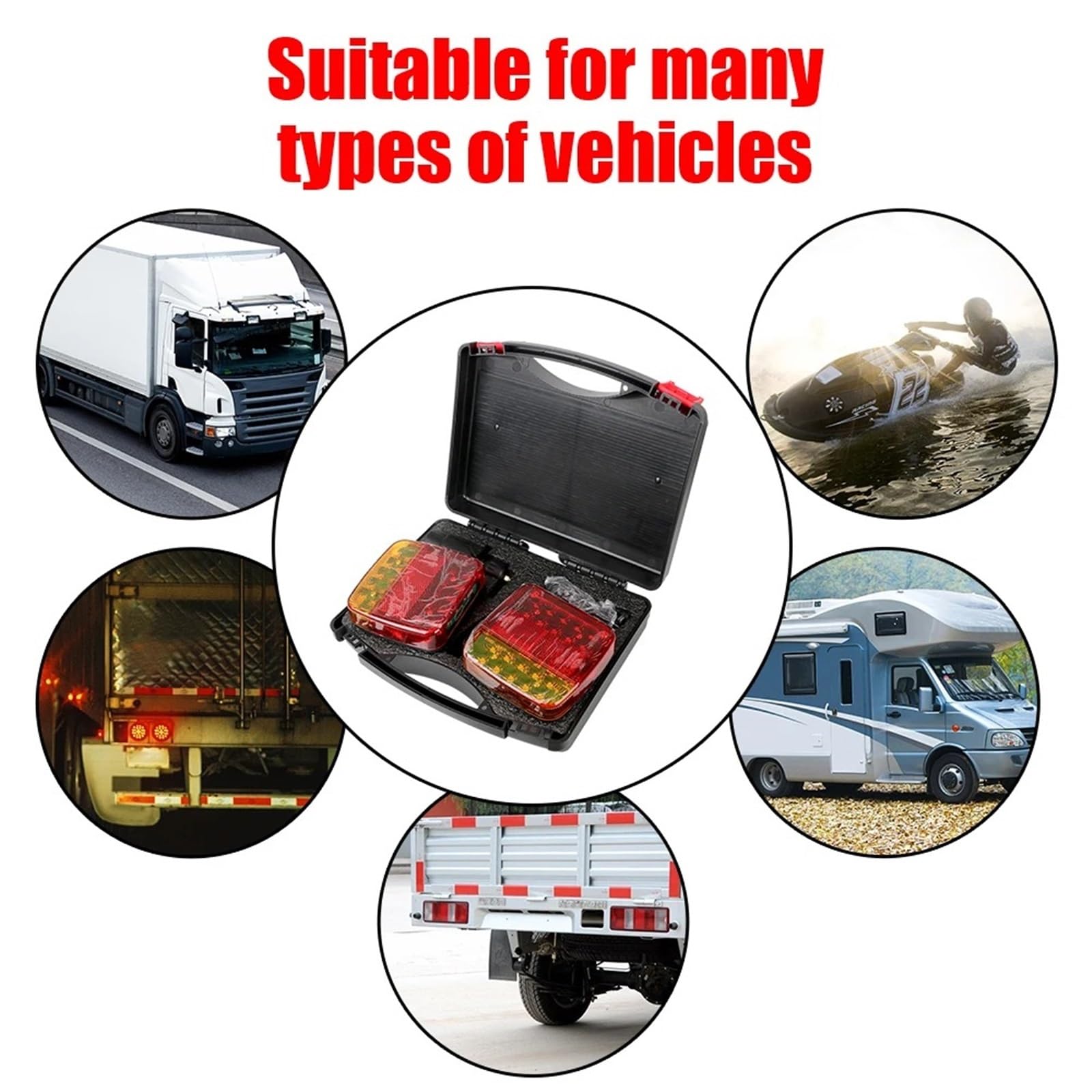 Remolque trasero Luces Traseras Camión Lente Reflectante Inalámbricas Recargables Luces Freno LED Luz Señal Giro Trasera Remolque Caravana Autocaravana Camión Lámpara Trasera
