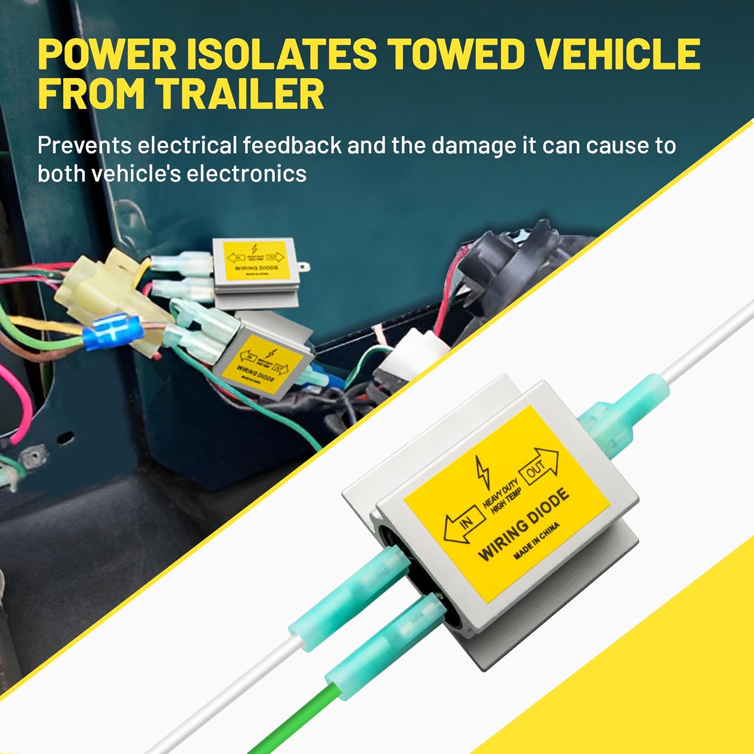 Oyviny Hy-Power Diodes, Trailer Light Wire Diodes, 2 Input&1 Output Spade Towed Vehicle Diodes Kit, Tail Light Isolating Diodes For Motorhome Trailer 4PCS