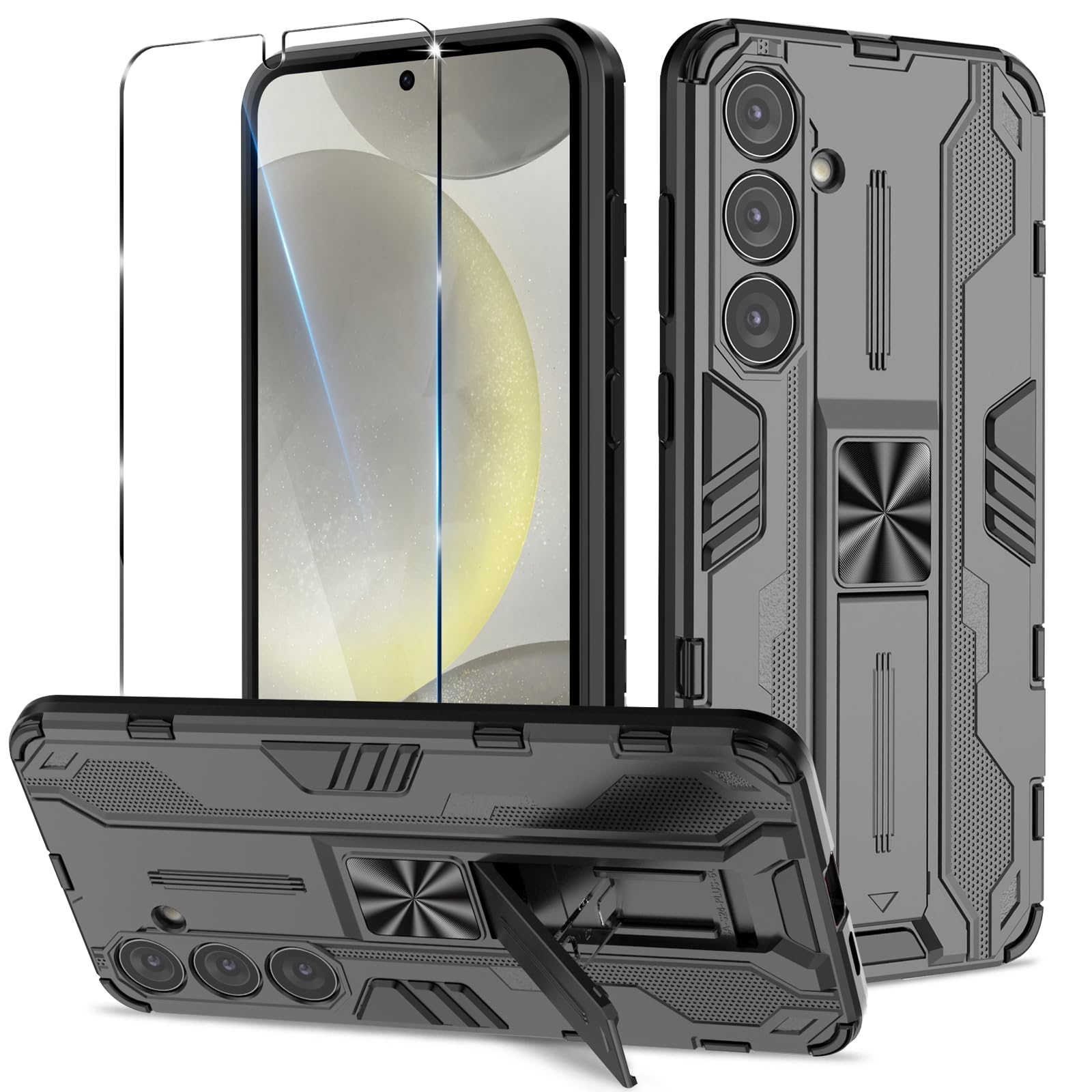 Funda para Samsung Galaxy A13 4G con Cristal Templado Protector Pantalla, Carcasa Antigolpes con Soporte anular metálico, Case Protectora de Grado Militar, Negro — view 144