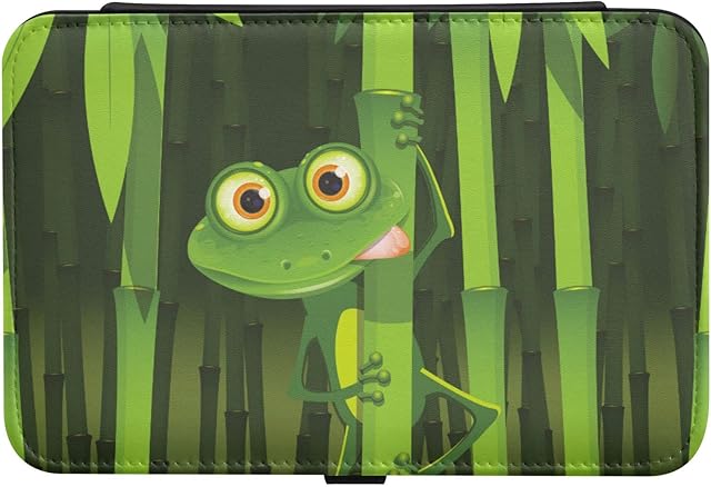 Frog on Bamboo Jewelry Storage Box PU Leather Travel Jewelry Travel Organizer for Stud Earrings Rings Necklaces Bracelets Women Girls Gift