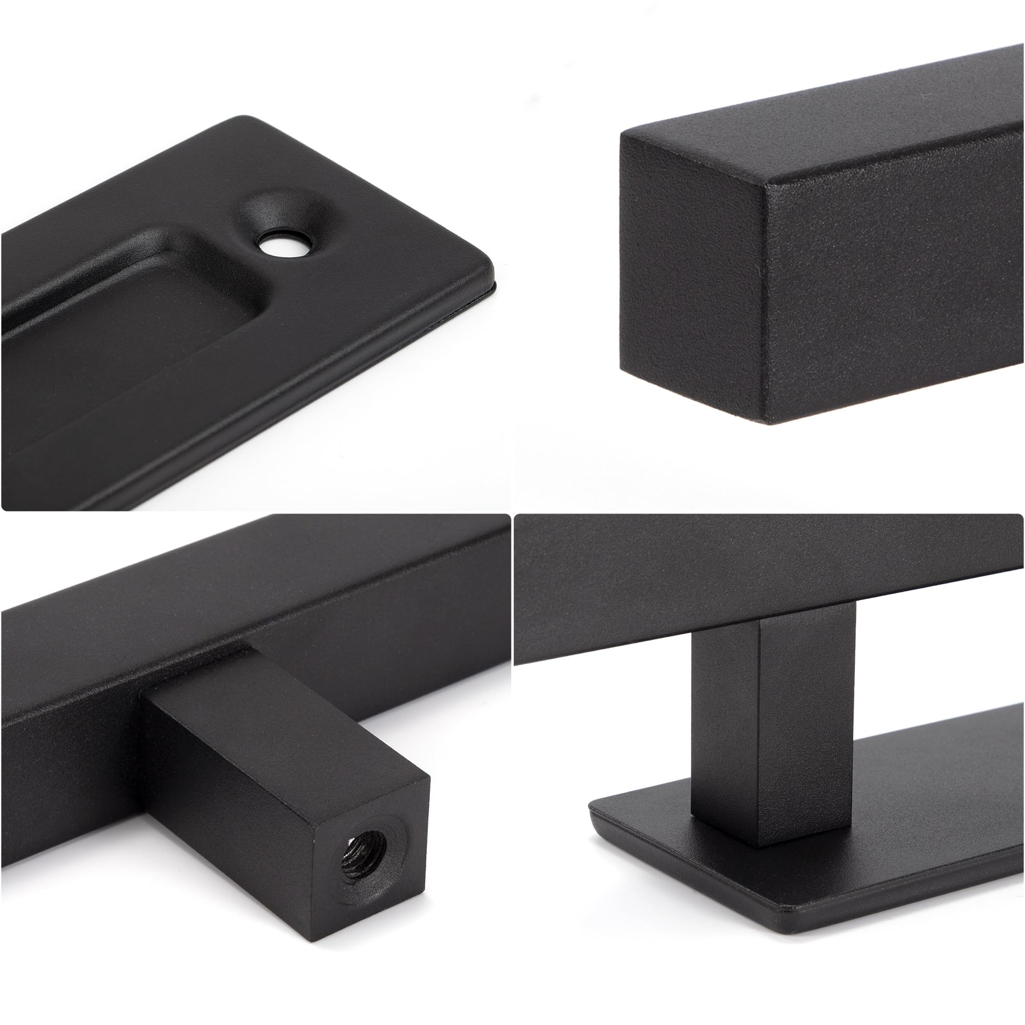 Maniglia Per Porta Scorrevole Acciaio Inox Della Del Granaio Leve Porte Armadi Capanno Giardino Rettangolo, Nero, 30cm