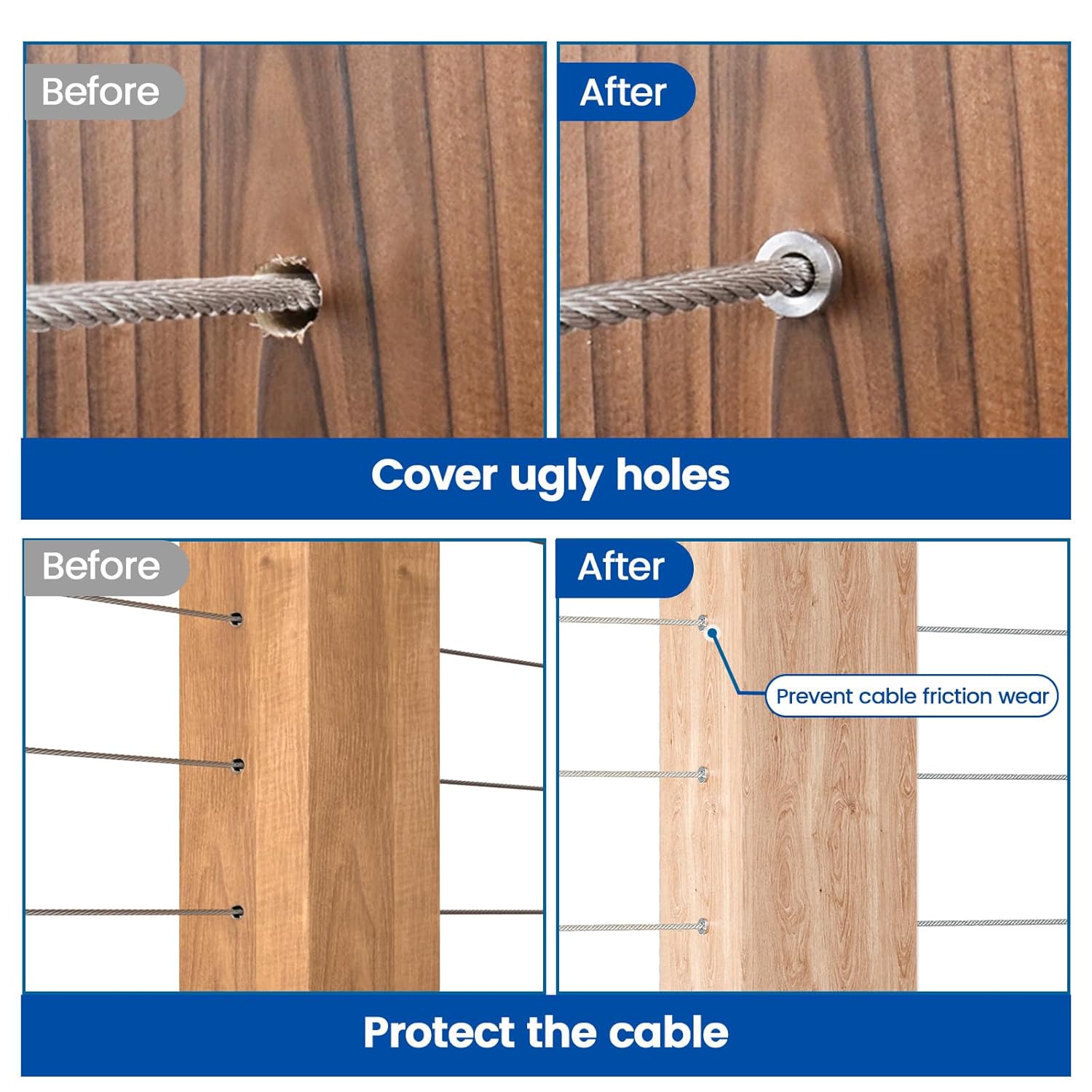 LIBERTY SHOP / マツ六株式会社 たよレールSOTOE 片手すり Muzata T316 ステンレススチール 保護スリーブ ケーブル手すりキット 金具 木製支柱用 1/8インチ ワイヤーロープケーブ