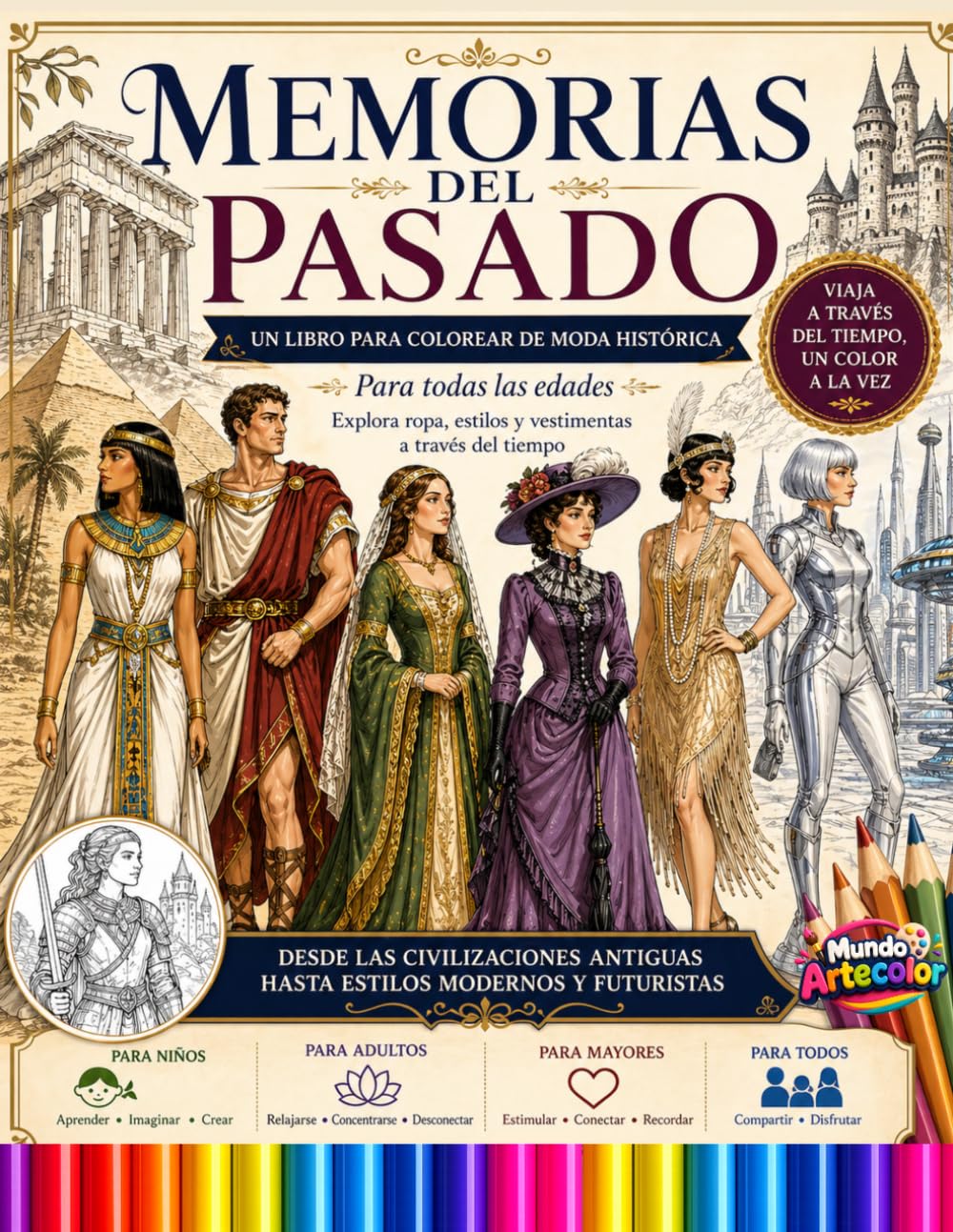 Recuerdos de la historia pasada a través de la moda: un libro para colorear histórico para todas las edades que presenta ropa, estilos de moda y conjuntos a lo largo del tiempo