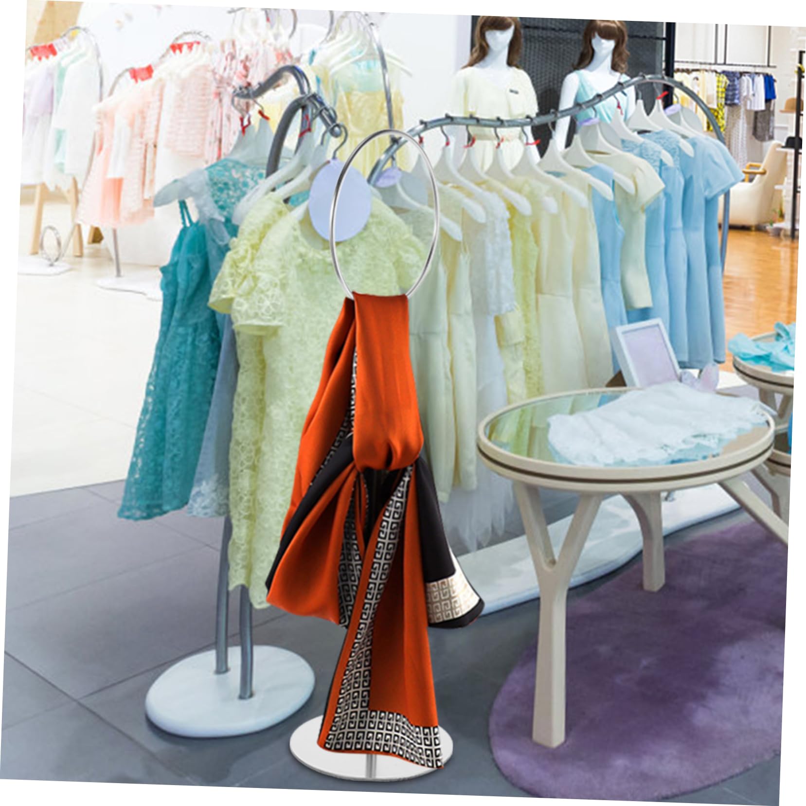 HOMOCONO Stainless Steel Scarf Display Rack Adjustable Scarf Organizer for Closet Storage Space Saving Necktie Holder for Retail and Home Use Smooth Design for Accessories