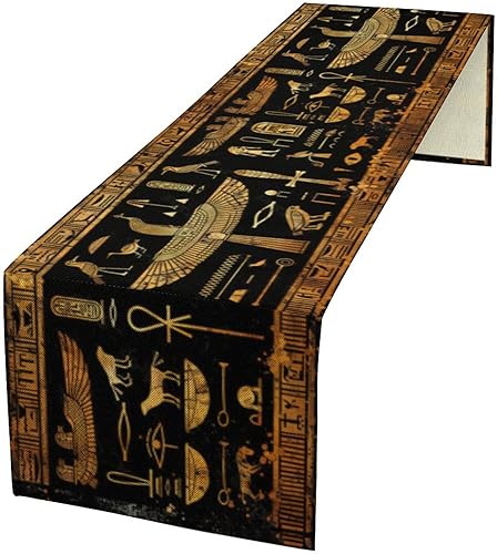 Miniatura 31 de Camino de mesa del Antiguo Egipto, símbolo de jeroglífico egipcio retro para decoración de mesa de cocina del hogar, comedor, cafetería, decoración