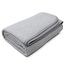 ACUSHLA Merino Wool Camp Blanket - Warm Thick Washable Large Bed Throw for Couch Sleeping Grass Stadium Picnic Hiking Van, Grey 79 x 63