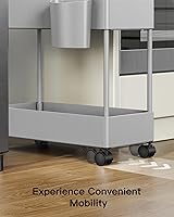 Vista 7 de Pipishell Slim Storage Cart with Wheels - 3 Tier Bathroom Organizers and Storage Cart - Rolling Carts for Bathroom, Kitchen, Narrow Space, Laundry