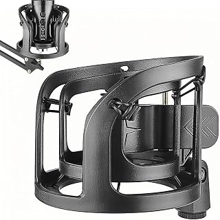 Musiin Microphone Shock Mount, Microphone Anti-Vibration Suspension Adapter clamp Compatible with Rode NT1, NT1-A, K2, XDM-100, CAD Audio GXL1800 Microphone Stand clamp (Black), US-1-MS-YQZ-0239-001
