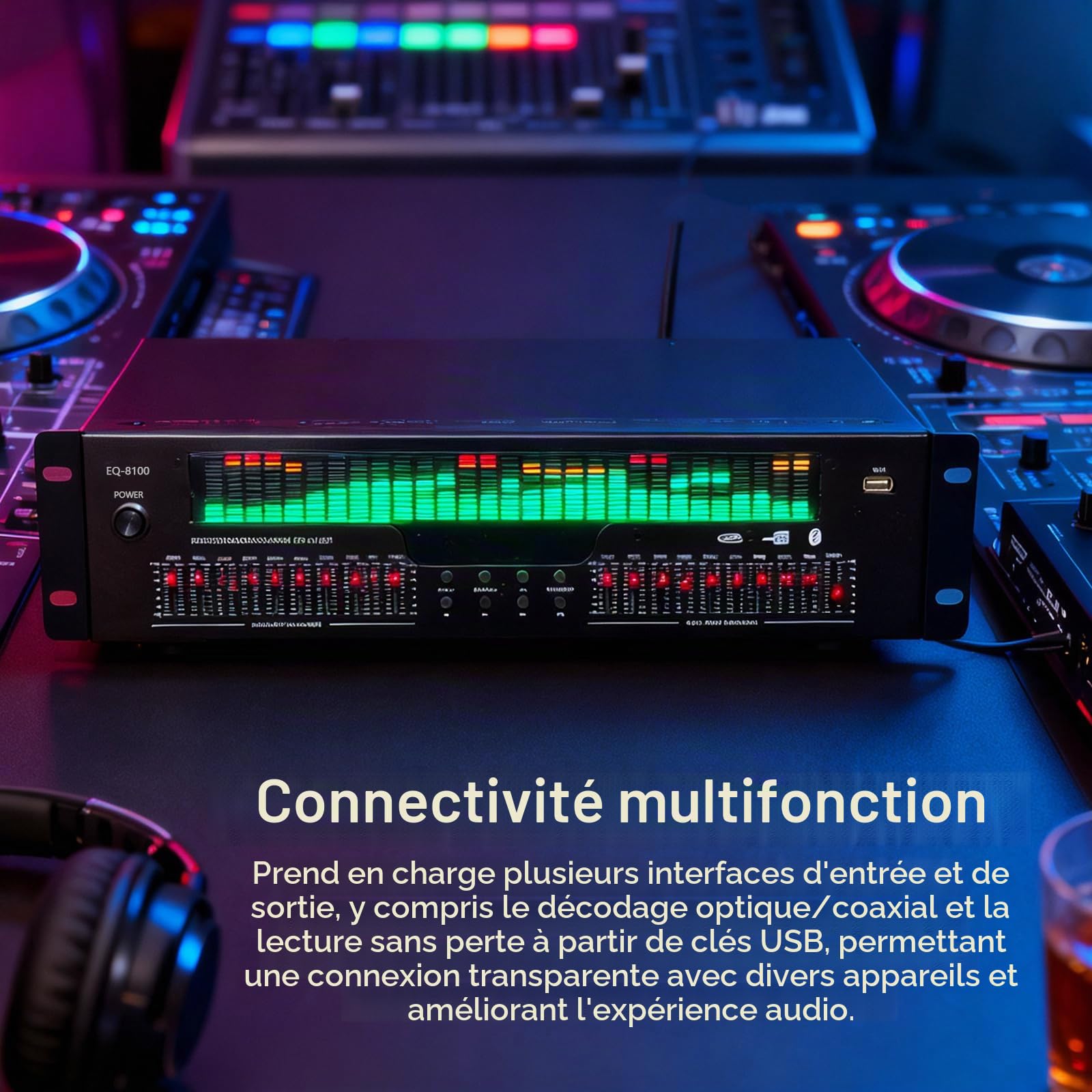 Equalizer, 31 Bandes Equalizer Graphique Stéréo Professionnel Analyseur de Spectre Processeur de Son Système Audio Réduction du Bruit Optimisation du Son pour Les Studio d'Enregistrement